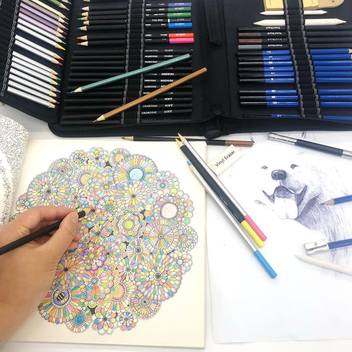 YARNOW Kit de Lápices de Dibujo para Estudiantes de Arte, Negro