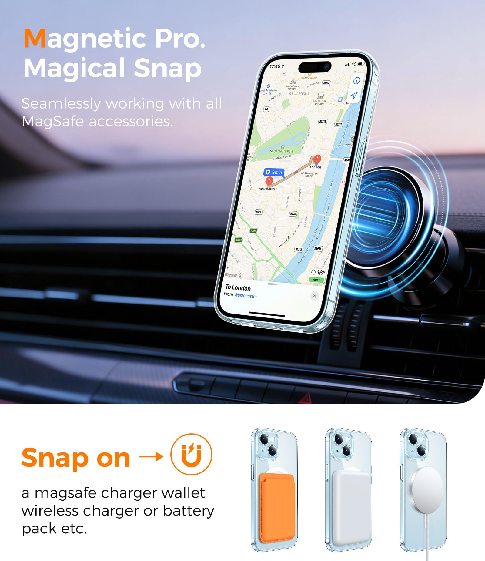 Qasyfanc Magnetic for iPhone 15 Case with 2 Tempered Glass Screen Protector, Compatible with MagSafe, Full Camera Protection, [Anti-Yellowing] Shockproof Protection Phone Case, Clear — view 6
