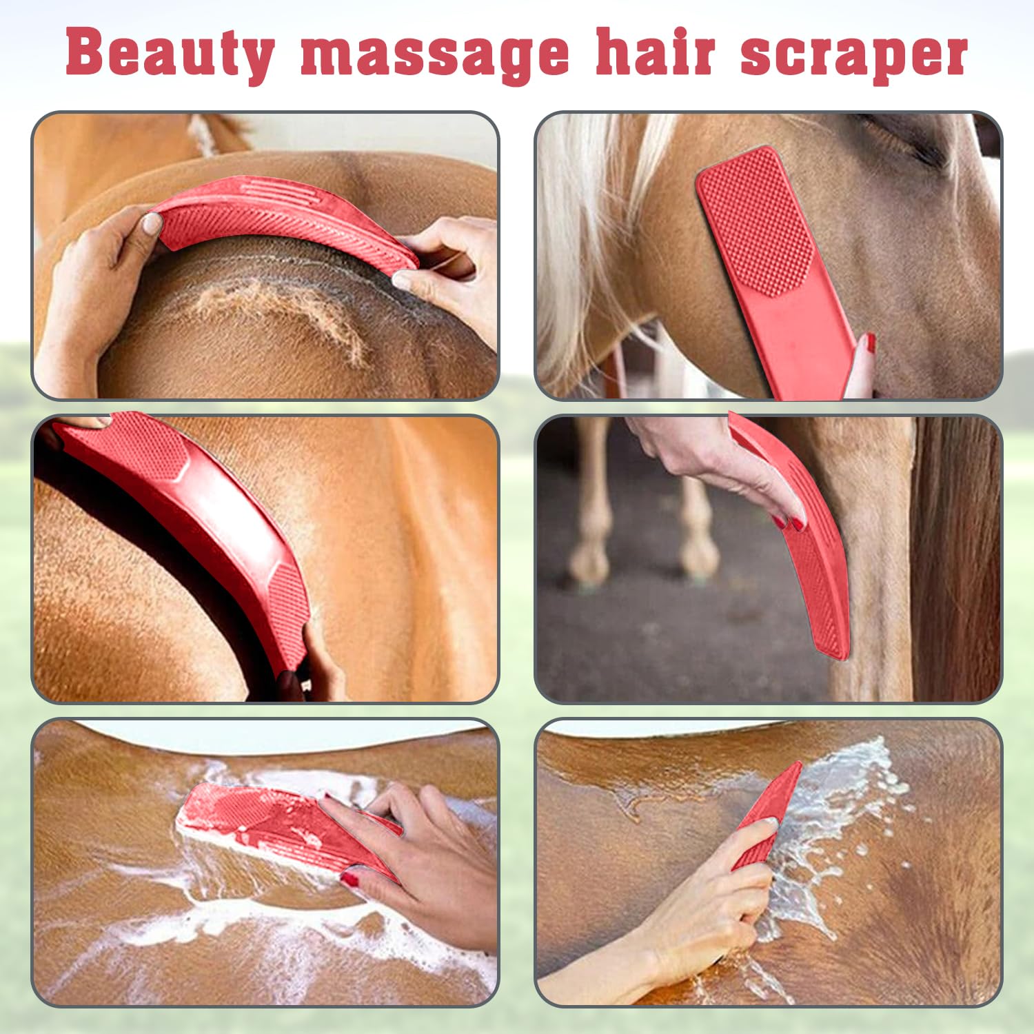 Peine de Masaje para Caballos, 6 en 1 Cepillo de aseo para caballos, Cepillos para el Cuidado del Caballo, Cepillo para limpieza para caballos, Para Caballos Para Elimina Sin Dolor Pelo Y Suciedad