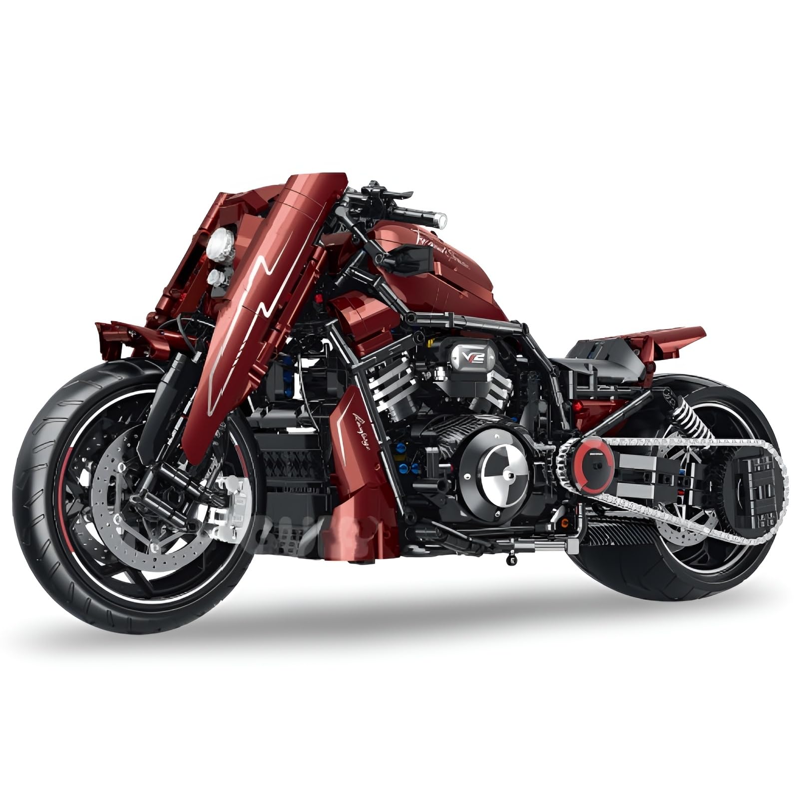 PlaySynthe Big Motorcycle Building Blocks Set, 1:5 Scale Motorbike Construction Building Blocks Set, Collectible Racing Motorcycle Bricks Model Toy, Gifts for Adults and Teens, 1787 PCS