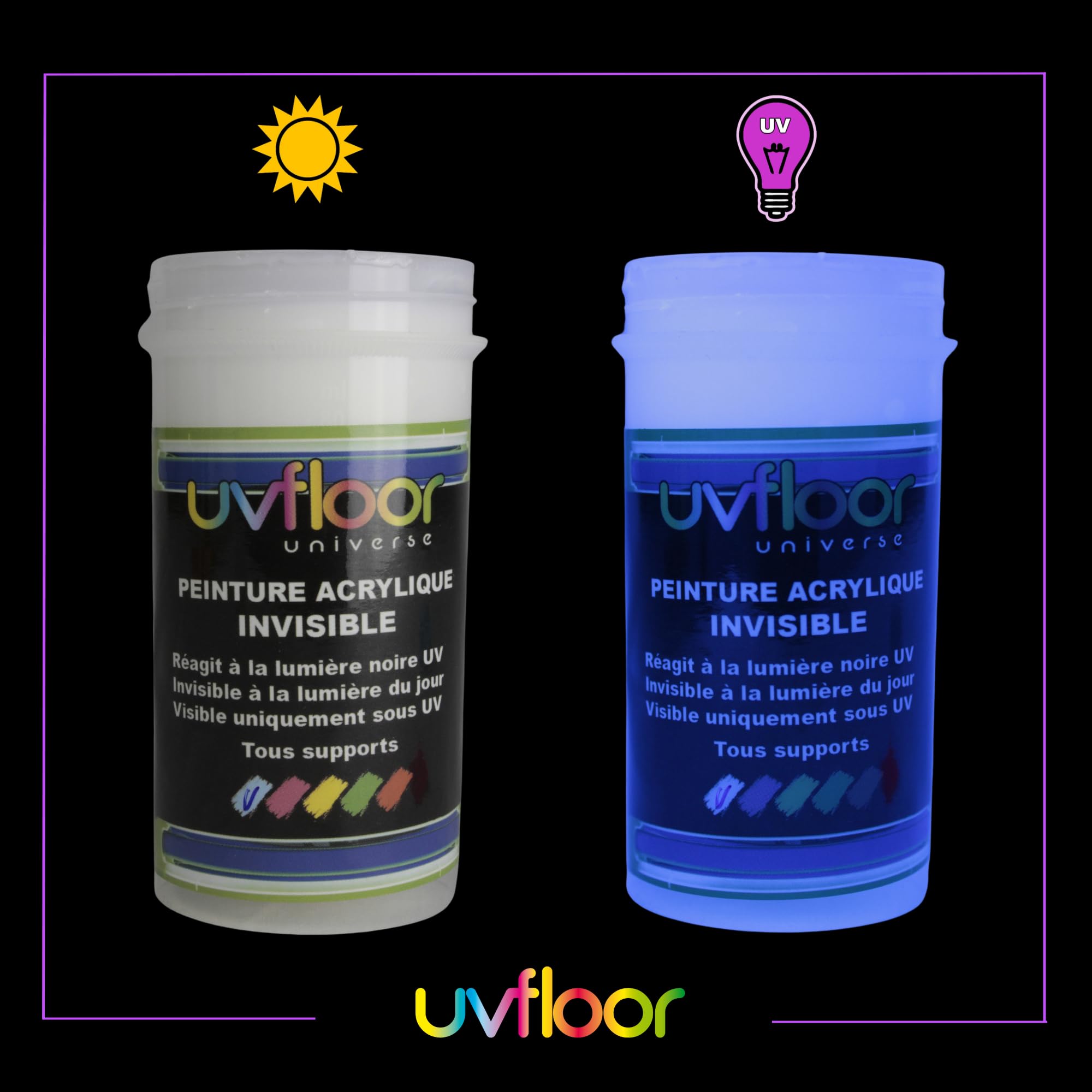 UV FLOOR Fluo Blue Niewidzialna farba UV 365 nm ultra pigmentowana 100ml