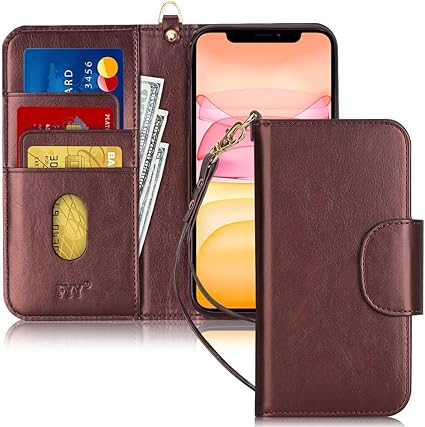 Capa de Celular FYY, Couro PU, Suporte, Compartimentos para Cartão, Bolso  para Notas, Compatível com Iphone 11 - Marrom | Amazon.com.br