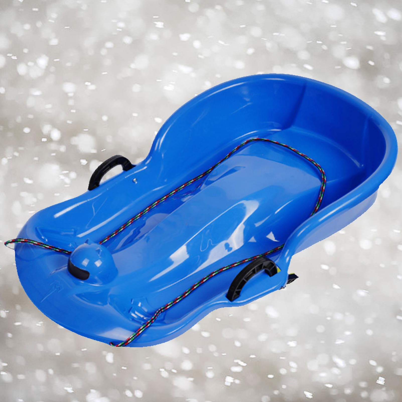 Happy Children's Sledding, Thickened Double Sledge, Sledge with Brake Pull Rope, Sledge with Backrest