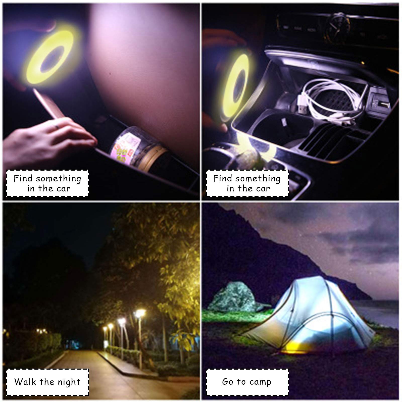 ConBlom Plafoniera da Soffitto per Auto, Luci Interne per Auto a LED Ricaricabili Applique da Parete Senza Fili per Armadietto da Camera da Letto per Camion Camper (3 Colori Chiari)