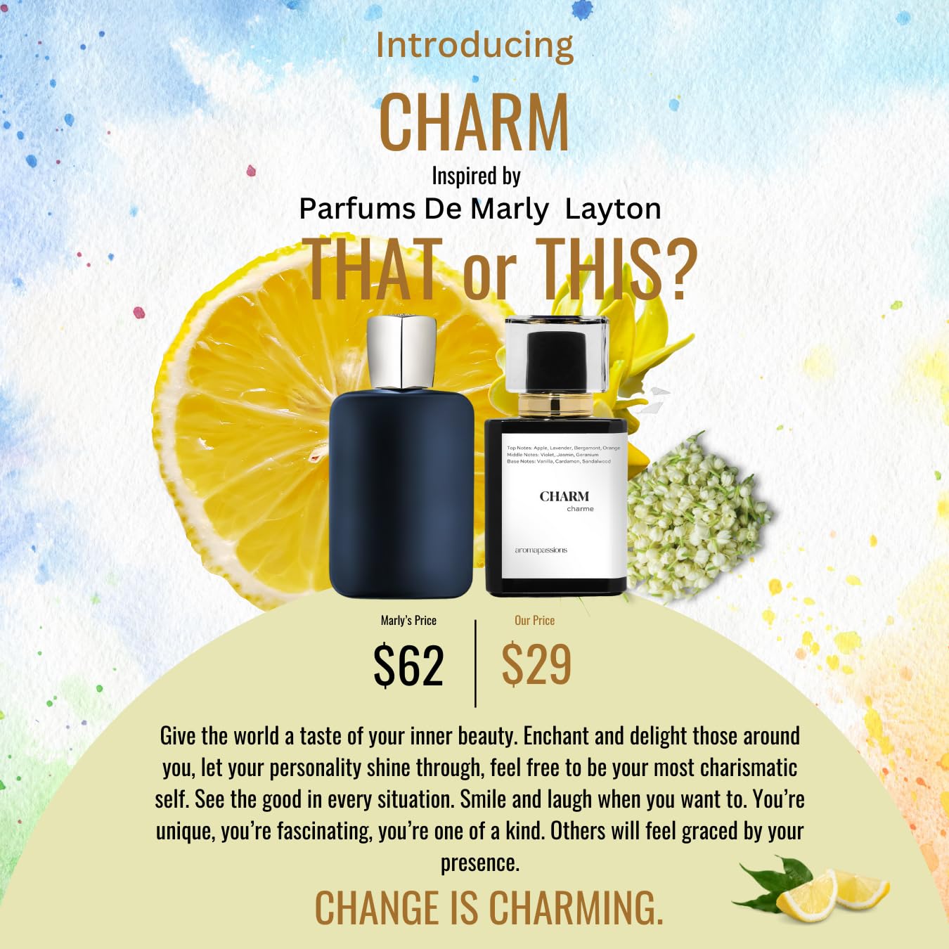 CHARM | Inspired by Parfums De MRLY LAYTON | Pheromone Perfume for Men and Women | Extrait De Parfum | Long Lasting Dupe Clone Perfume Cologne | Essential Oil Fragrance | (50 ml / 1.7 Fl Oz) - Image 6