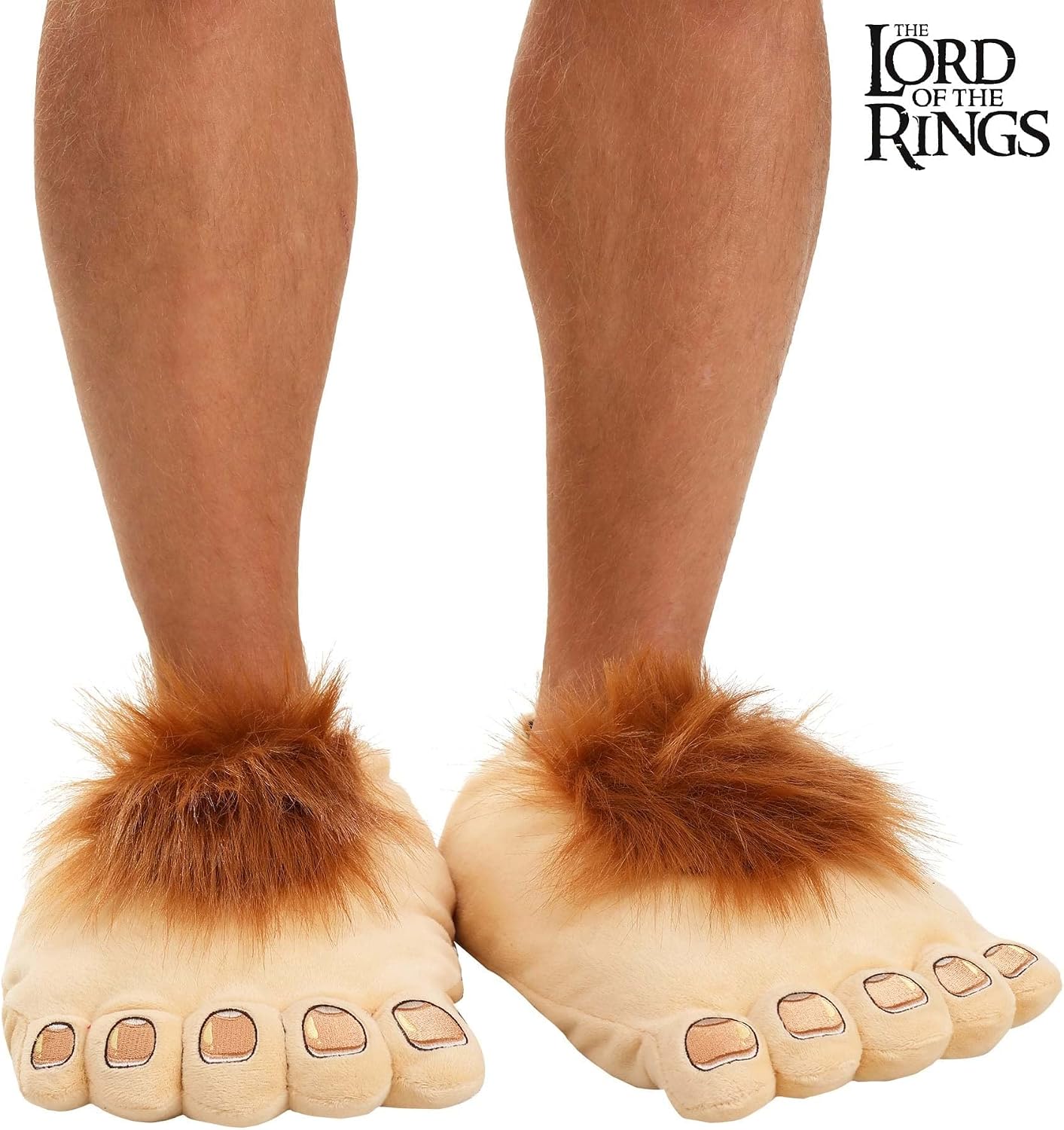 Adult Hobbit Feet Slippers with Faux Hair & Anti-Skid Soles - Officially Licensed Lord of the Rings Apparel
