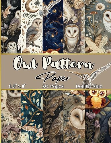 Owl Pattern Paper: Bird Themed Scrapbooking Paper| 20 Sheets, 8.5"