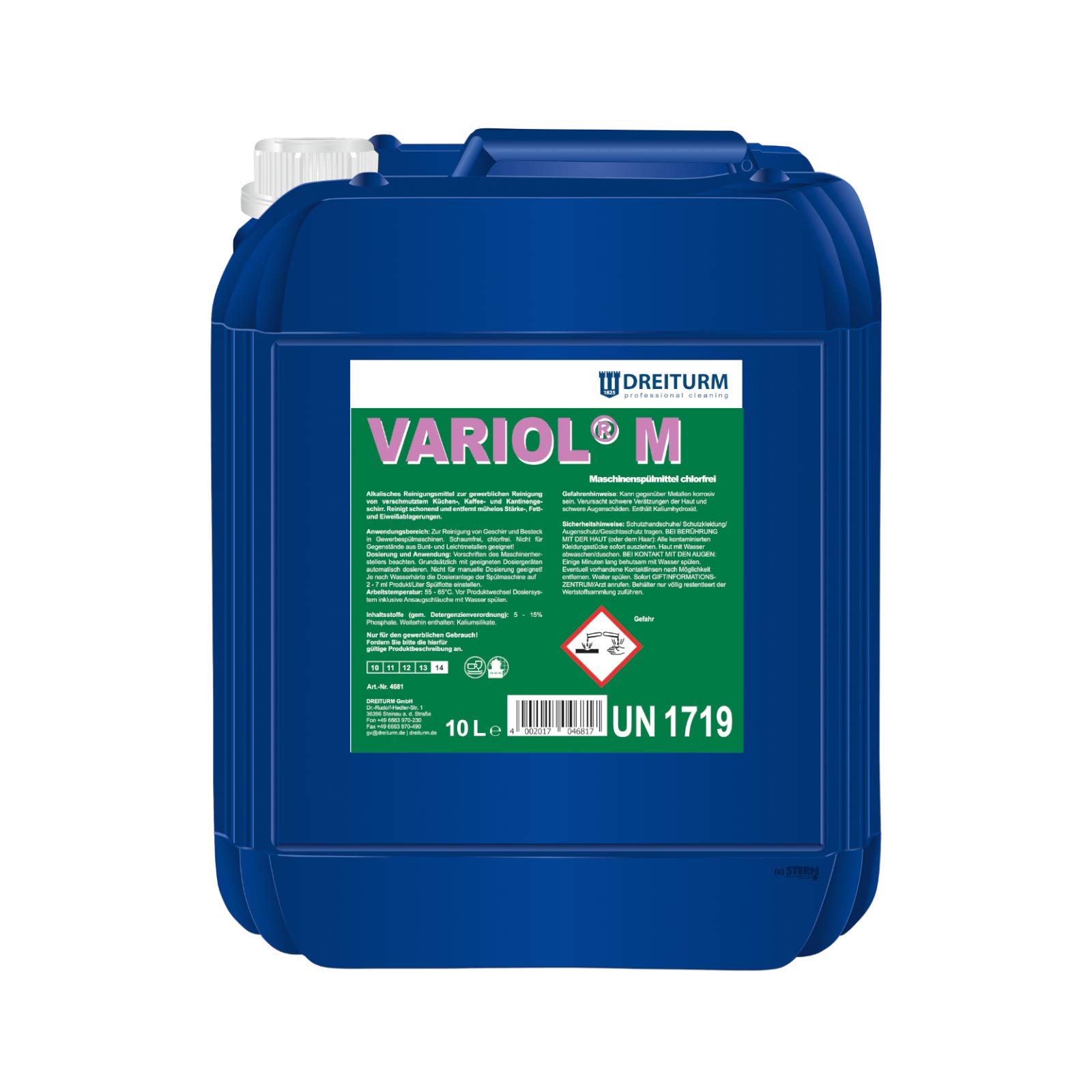 Dreiturm Variol M Maschinenspülmittl chlorfrei 10 L Geschirrspülmittel Maschienenreiniger Industriespülmittel Großküchenspülmittel Kantinenspülmittel