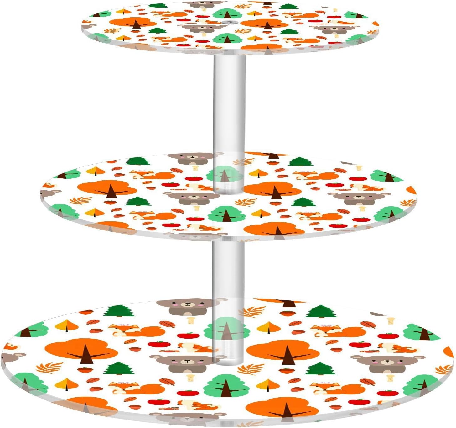 Trees Fox Koalas 3 Tier Acrylic Cupcake Stand, Cupcake Stand for 34 Cupcakes for Weddings, Christmas,Holidays,Parties,Birthday,Printed Cupcake Tower 23300153
