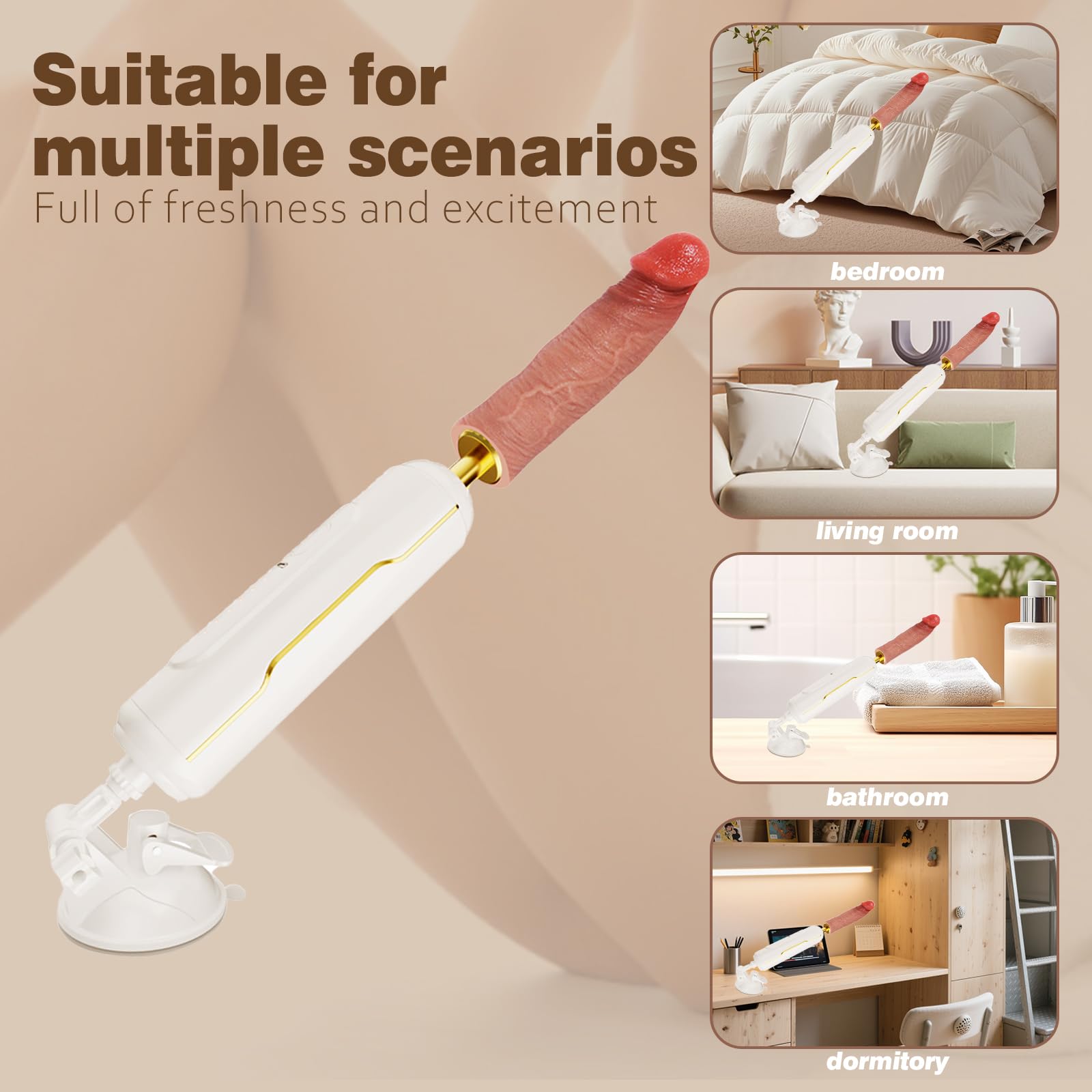 Macchina di piacere con dildo realistico – Vibratore penetrante automatico, 6 modalità di vibrazione e avanti e indietro, dildo a ventosa grande formato per stimolazione G-Spot/Clitoridea/Anale