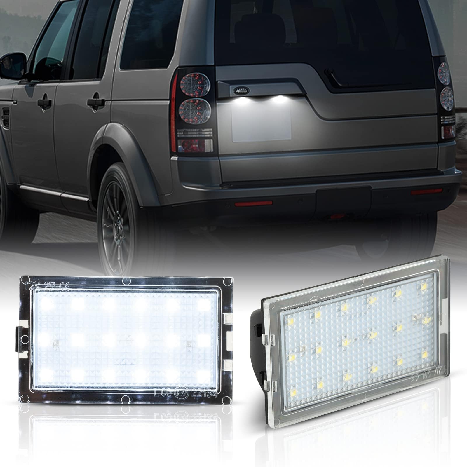 2PCS LED Number Plate Light for Land Rover Discovery 3 4 Freelander 2 Rang-e Rover Sport, LED Rear License Plate Lamps, Error Free