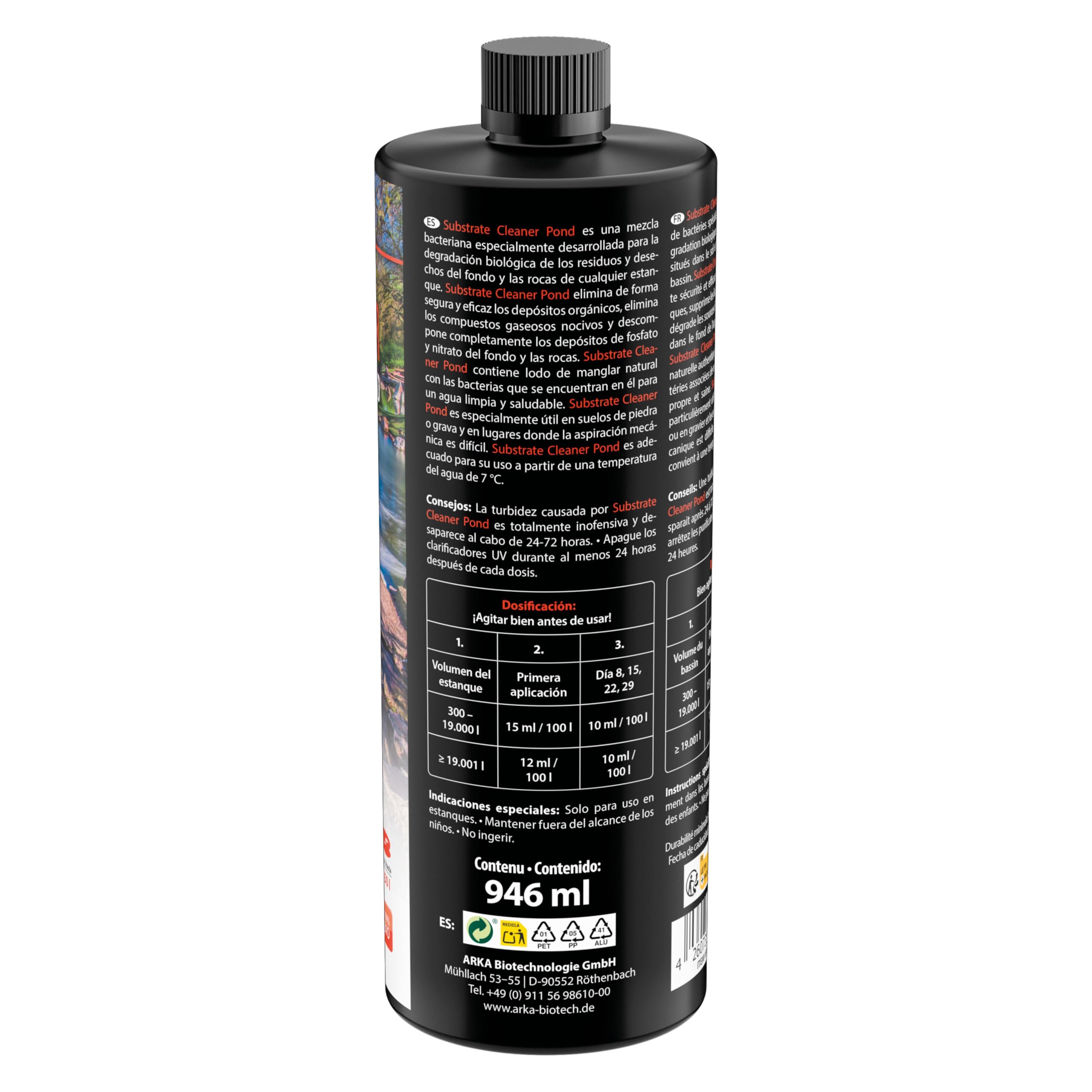 ARKA Pond Substrate Cleaner - 946 ML - Formule bactérienne pour l'élimination Efficace du mulm et de la saleté dans Les bassins, favorise Un écosystème sain.