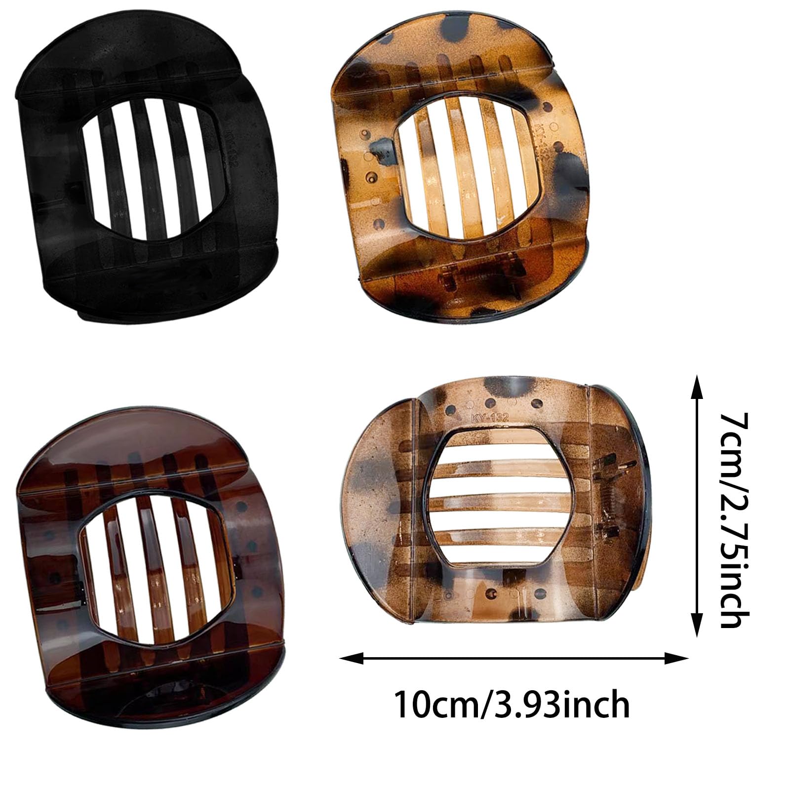 4PCS Flat Hair Clips for Women Tortoiseshell Leopard Hairpins Strong Hold Claw Clip Women Girls Hair Accessories for Thin Thick Hair - Image 2