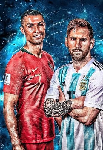 Lionel Messi Cristiano Ronaldo Poster Football Player Wall Art Picture A4