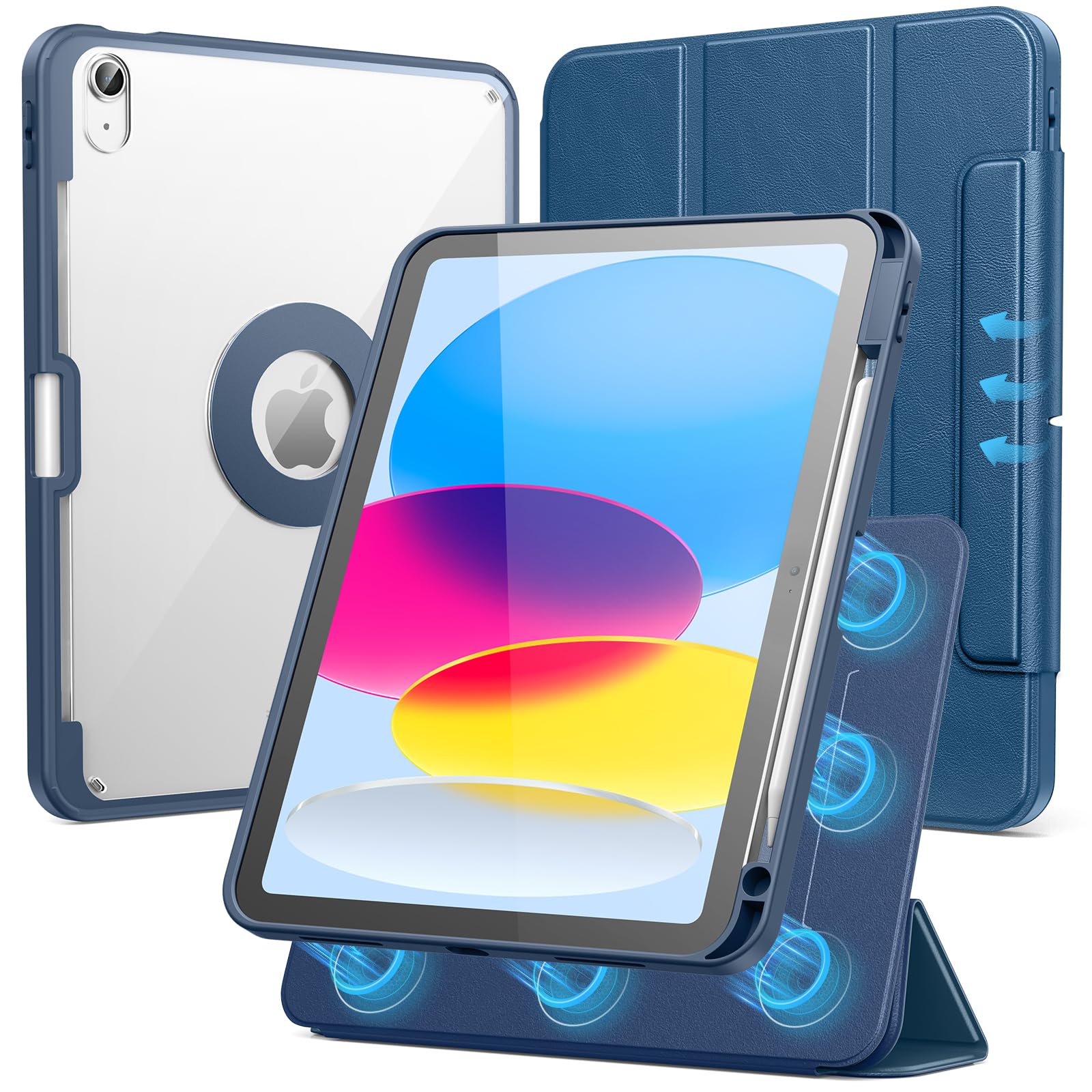 SPARIN Case for iPad A16 11th/10th Generation 2025/2022 (11"/10.9") with Pencil Holder, Magnetic Detachable Hybrid Stand, Portrait/Landscape Angle,