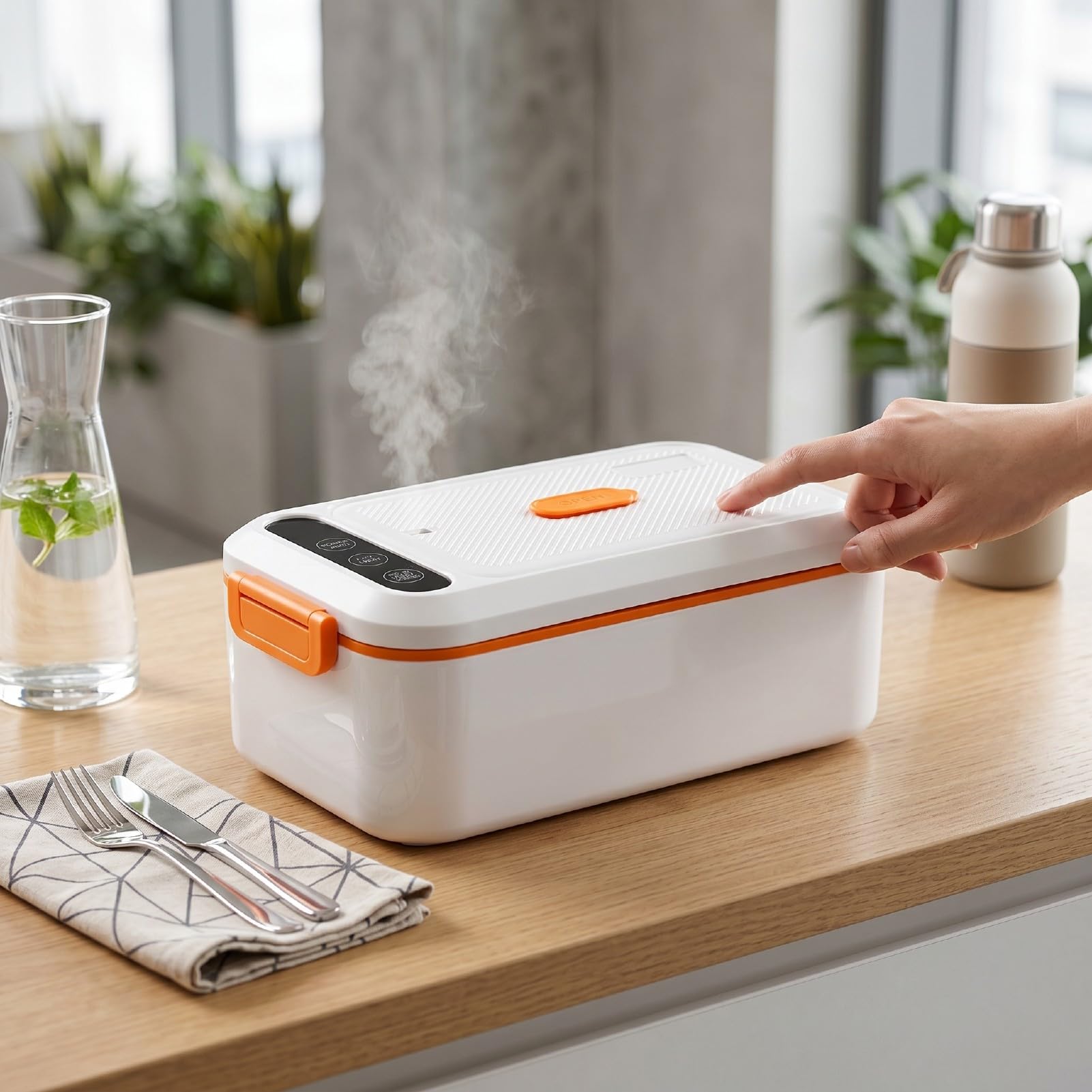 Portavivande Elettrico 24x12,5CM per Lavoratori Ufficio Studenti Scuola Partecipanti Picnic Riscaldamento Un Tasto 40W Mantiene Cibo Caldo Design Senza Fili Ricaricabile