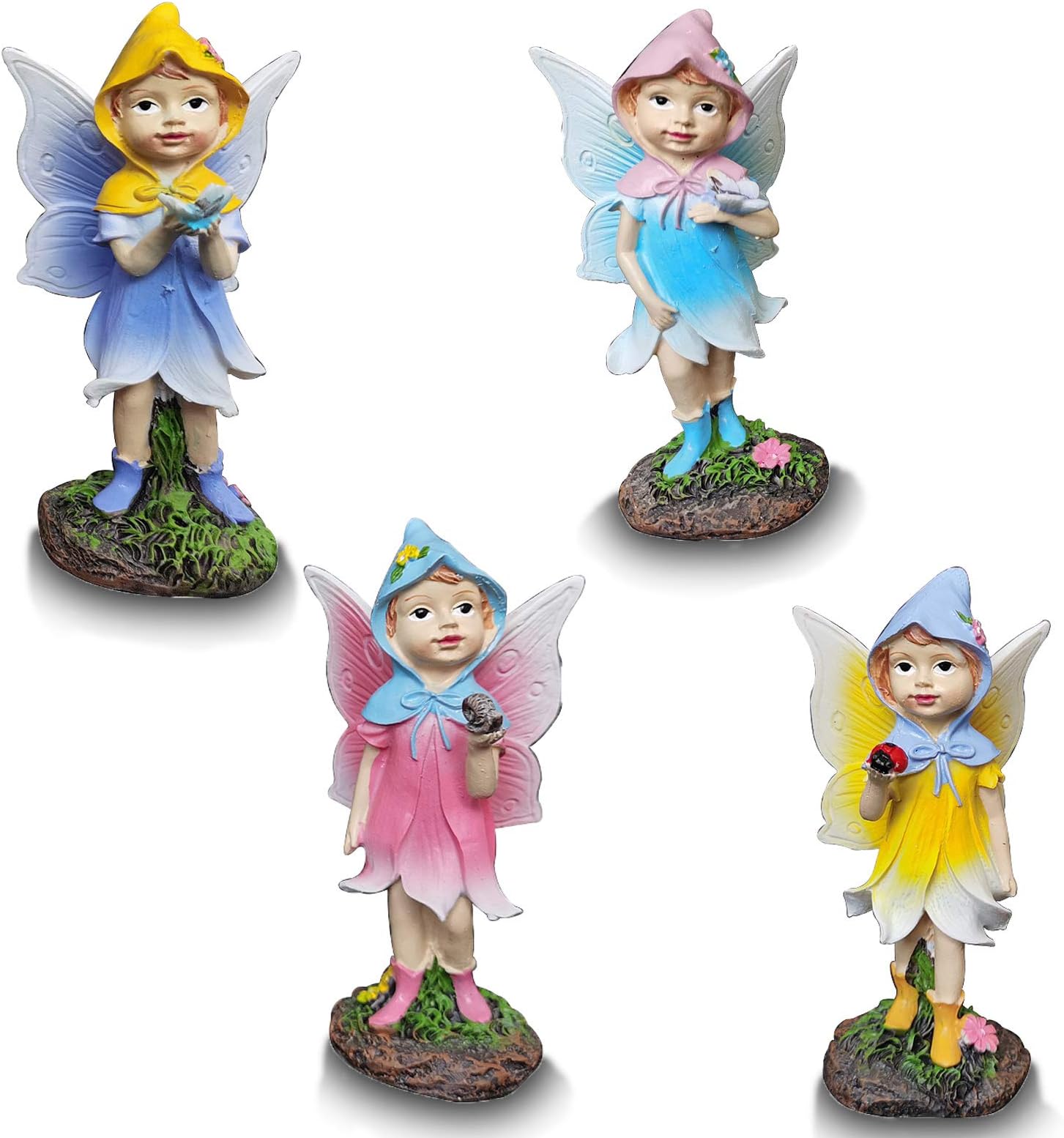 Set of 4 Flower Fairies Garden or Home Ornament Enchanted Fairy Figures