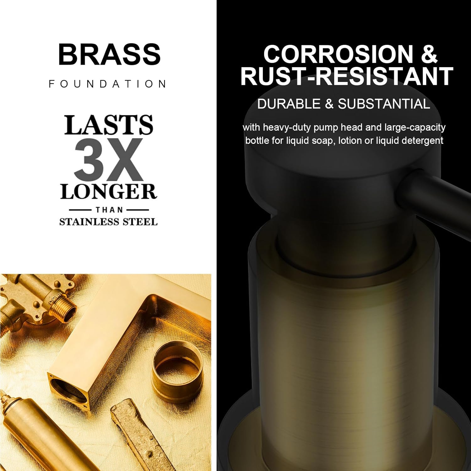 Lava Odoro Soap Dispenser for Kitchen Sink, Modern Brass Built in Countertop Pump Dispenser with 18 Oz Refillable Bottle, Kitchen Soap and Lotion Dispenser Spot-Free, Brushed Nickel, KSD-21 - Image 8