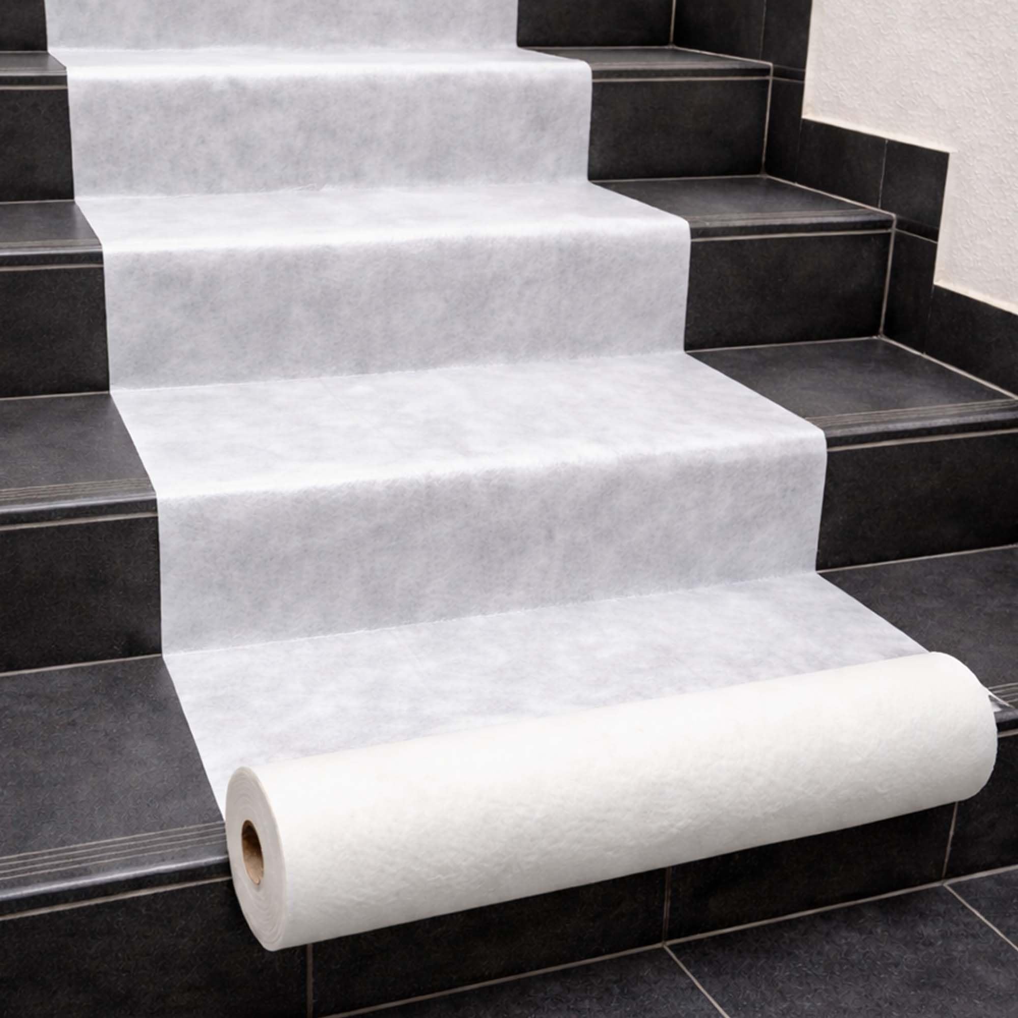 Scorprotect® Bodenschutzvlies & Treppenschutzvlies selbsthaftend | Abdeckvlies mit Folienoberseite für Boden, Treppe & Renovierung | Schutzvlies für Handwerker und Maler 160 g/m² 1,00 m x 25 m