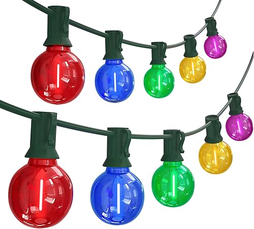 Miniatura 10 de Tira de luces LED de 25 pies para exteriores, impermeables, inastillables, G40, con 25 bombillas LED, tira de luces colgantes regulables, luces de