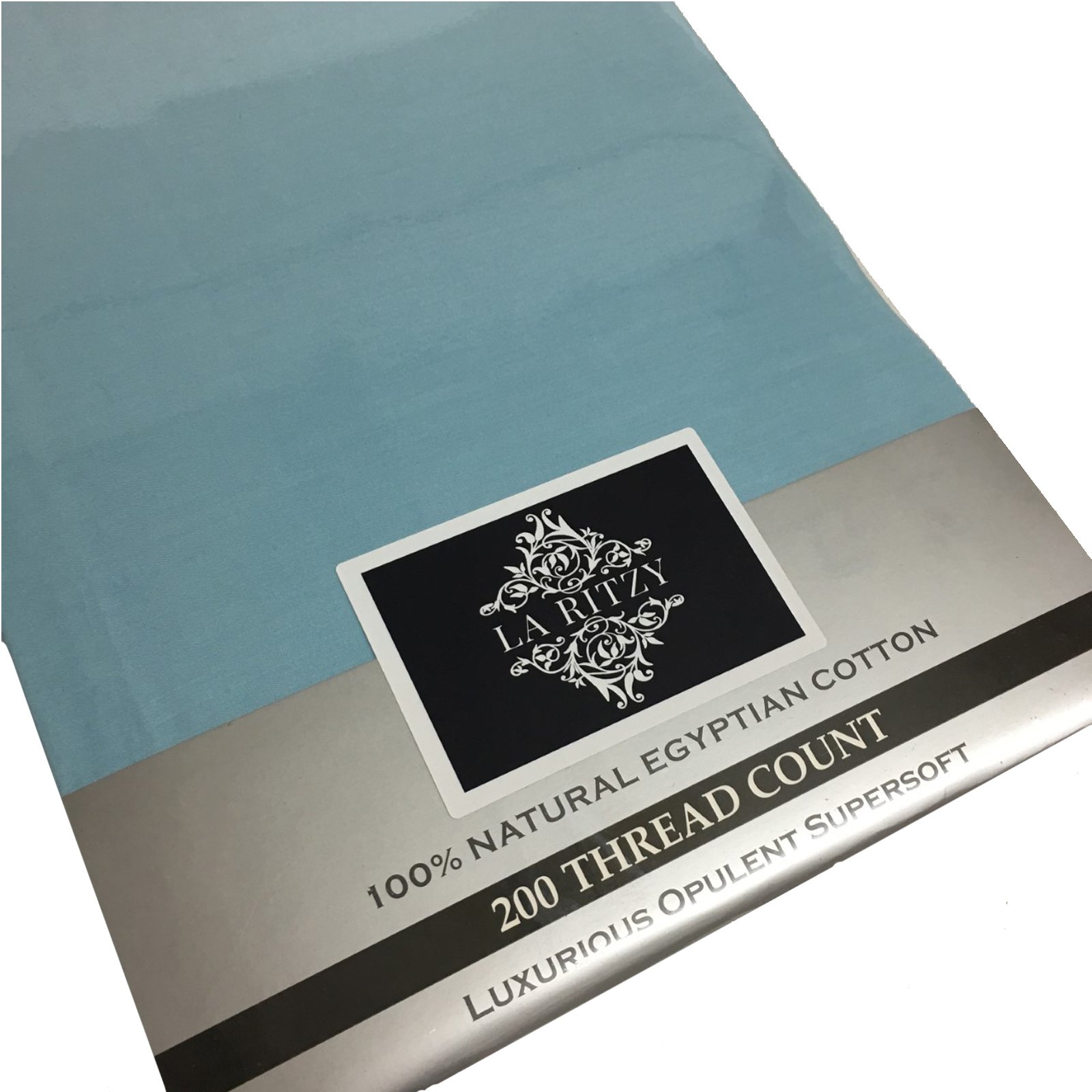Slumber Nights Egyptian Cotton 200 Thread Count Extra Deep Fitted Sheet Bed (Aqua, King)