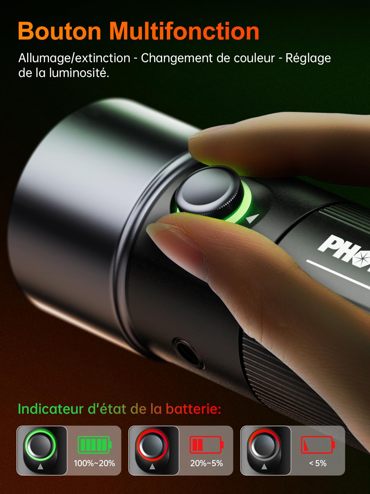 Torche Photo, Rollei Photoolex Gobo Light Lampe Photographe LED avec 4 Filtres Couleur & 19 Accessoires, Lumière Rechargeable avec Batterie 8400mAh et Diffuseur, Torche-Photo-Lampe-Lumière-Photographe