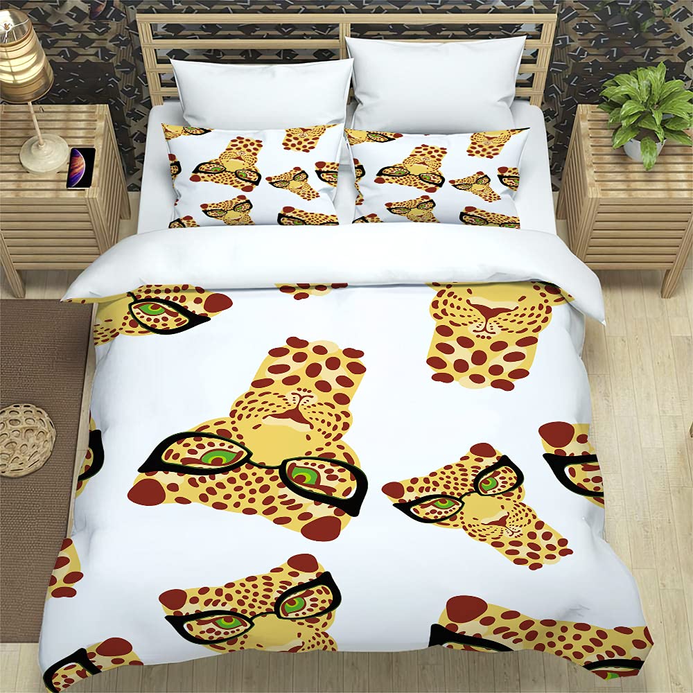Parure de lit 240x260 léopard jaune à fermeture éclair zip pour lit adulte