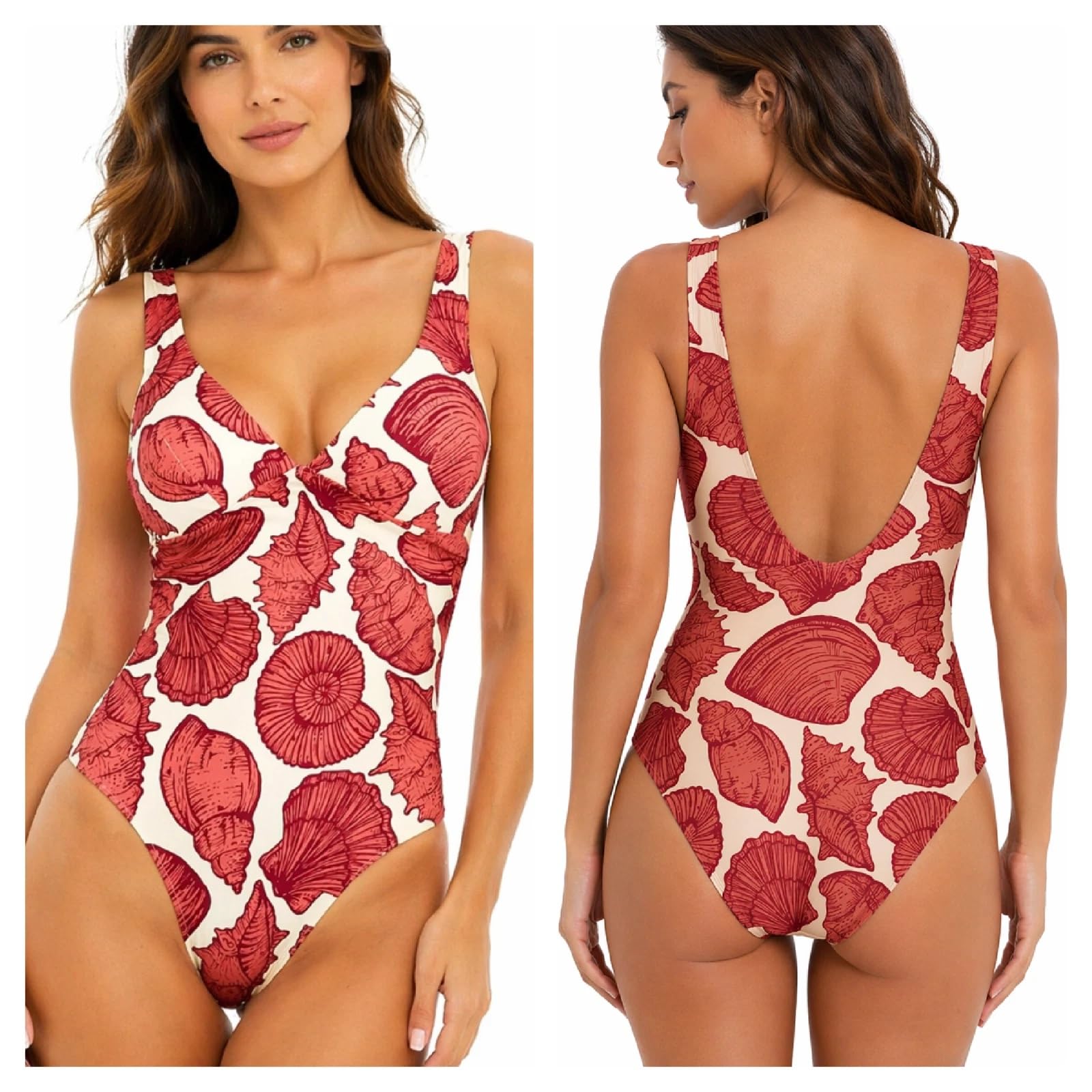 GISELA - Costume da bagno in schiuma rimovibile, senza ferretto, tessuto high-tech e stampa, con scollatura pronunciata sulla schiena e sul petto, poliammide