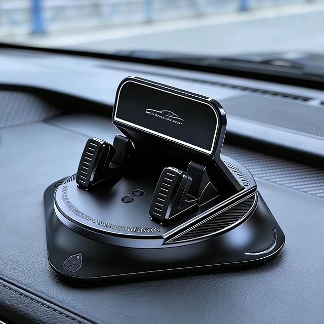 360 Support de téléphone rotatif de voiture de support de téléphone avec ressort Clip sans glissement de tableau de bord Support de téléphones Case-Amiendly Mount pour la navigation