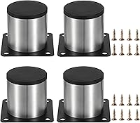 Vista 10 de OwnMy 4 patas de muebles de acero inoxidable de 2 pulgadas, patas de metal para escritorio, elevadores de muebles de metal redondo negro, patas