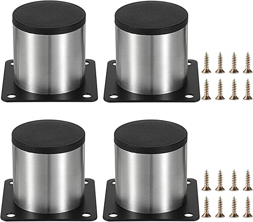 Miniatura 10 de OwnMy 4 patas de muebles de acero inoxidable de 2 pulgadas, patas de metal para escritorio, elevadores de muebles de metal redondo negro, patas