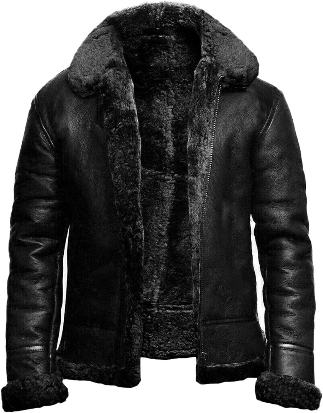 Borg Collar Faux Leather Jackets for 