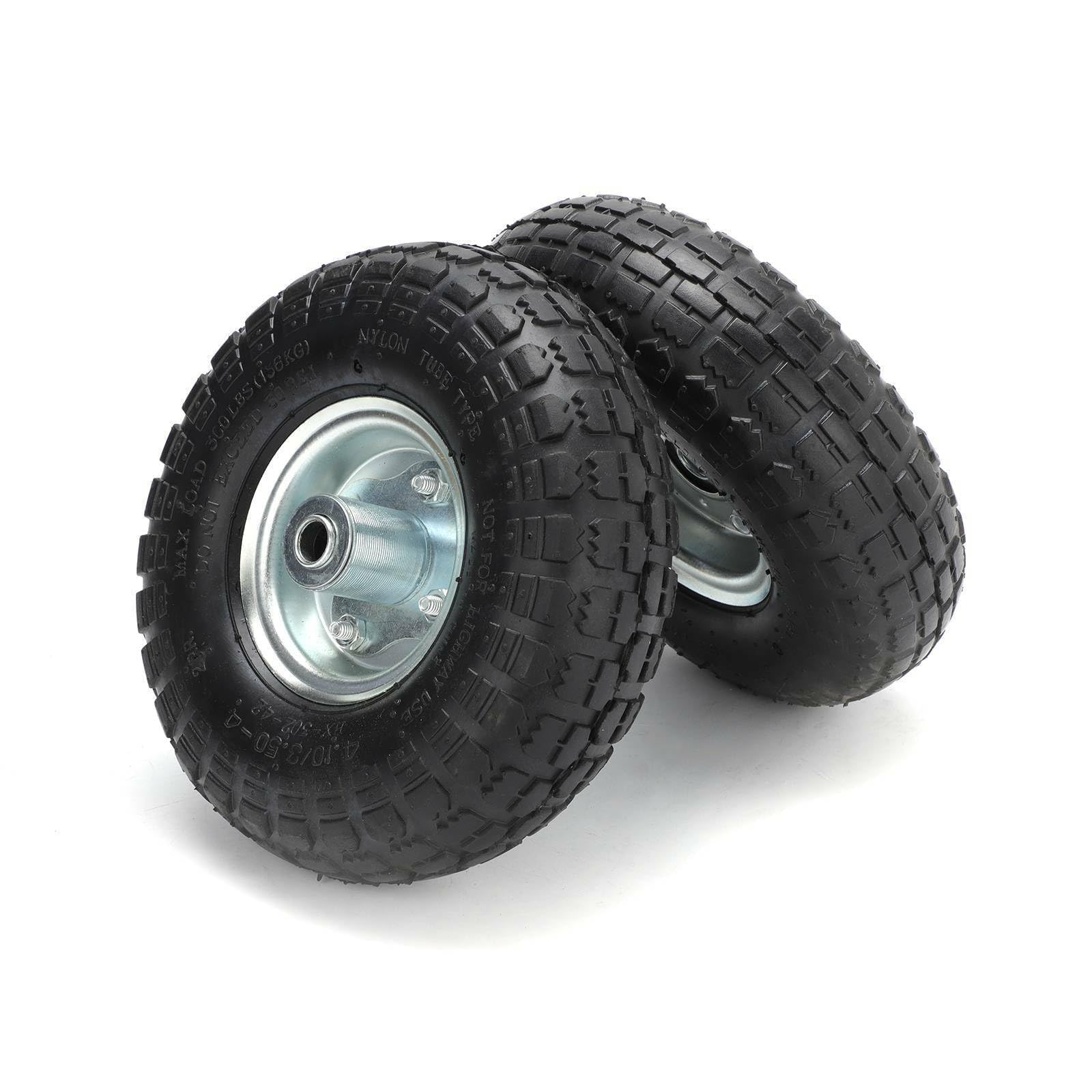 2 Stück Schubkarrenräder 10""(25,4 cm) 4.10/3.50-4 Vollgummireifen | Pannensicher, verschleißfest, Ersatzräder für Handwagen, Sackkarren, Gartenwagen, Industriereifen