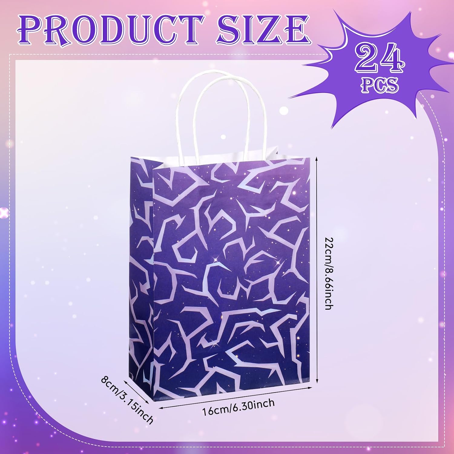 Maitys 24 Pcs Korean Idol Birthday Decorations Purple Lightning Gift Bags with Handles Girl Birthday Party Supplies for K Pop Movie Fan Meeting Family Events Prizes Carnivals image 2