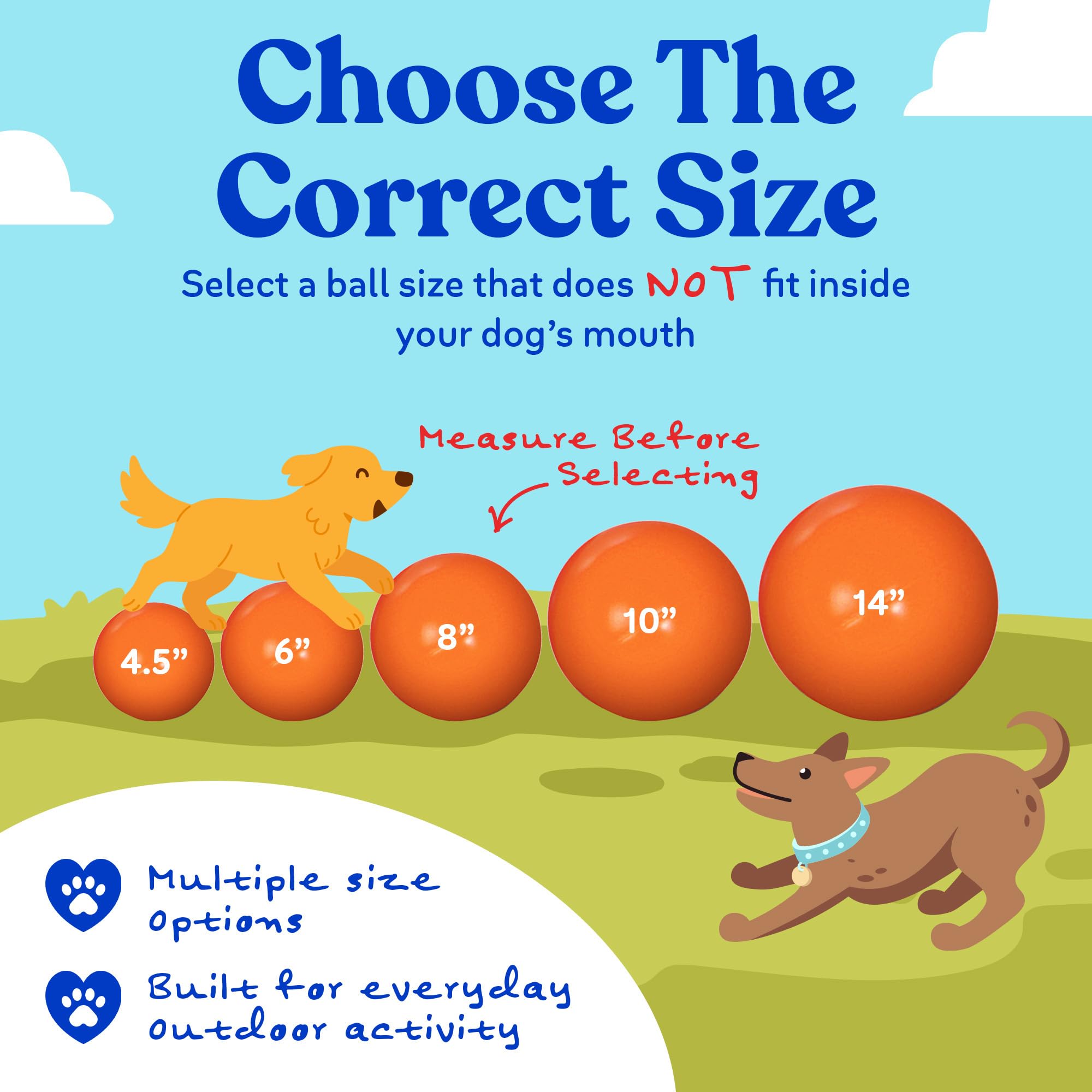 Doggie Dooley Balle pratiquement Indestructible pour Chiens, 35,6 cm (Les Couleurs Peuvent Varier