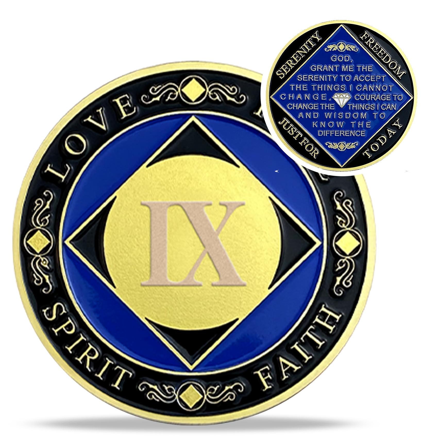 9 Year NA Medallions - Recovery Narcotics Anonymous Coins - Anniversary Ha Sobriety Chip Token - Addiction Sobriety Gifts for Men Women