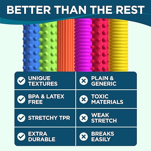 Vista 19 de BUNMO Cuerdas elásticas – Juguetes sensoriales para niños pequeños – Juguetes sensoriales estimulantes y adictivos para niños – Juguete antiestrés