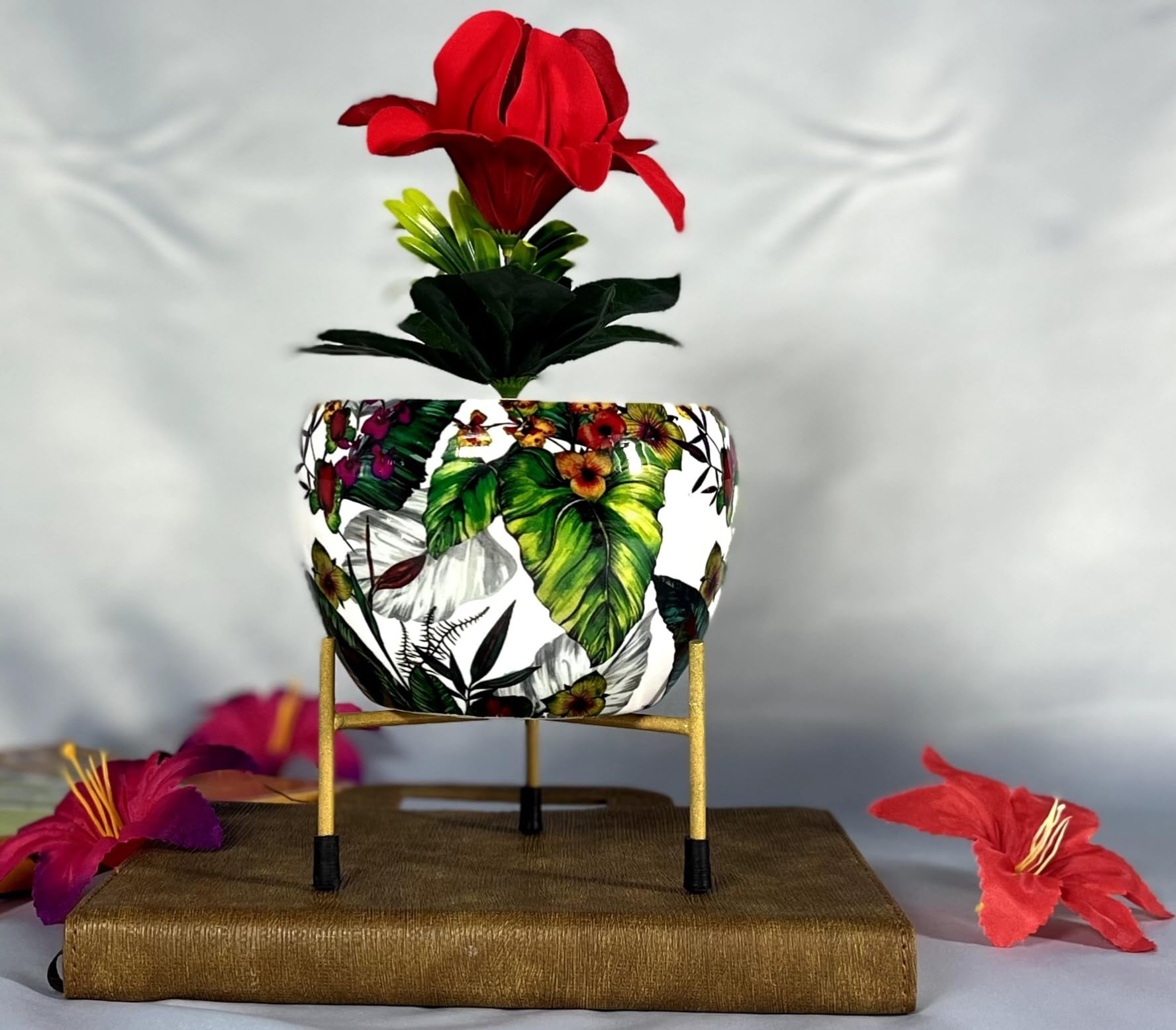 E-SELLER Multicolour Metal Pot with Stand, Rust-Free Powder Coating, Indoor Outdoor Use, Home Office Decor, Plants Not Included, Pot Size: 10 * 13cm, Stand Height: 7.5cm(Pack of 1) (B09SHJ5RLV) Amazon Price History, Amazon Price Tracker