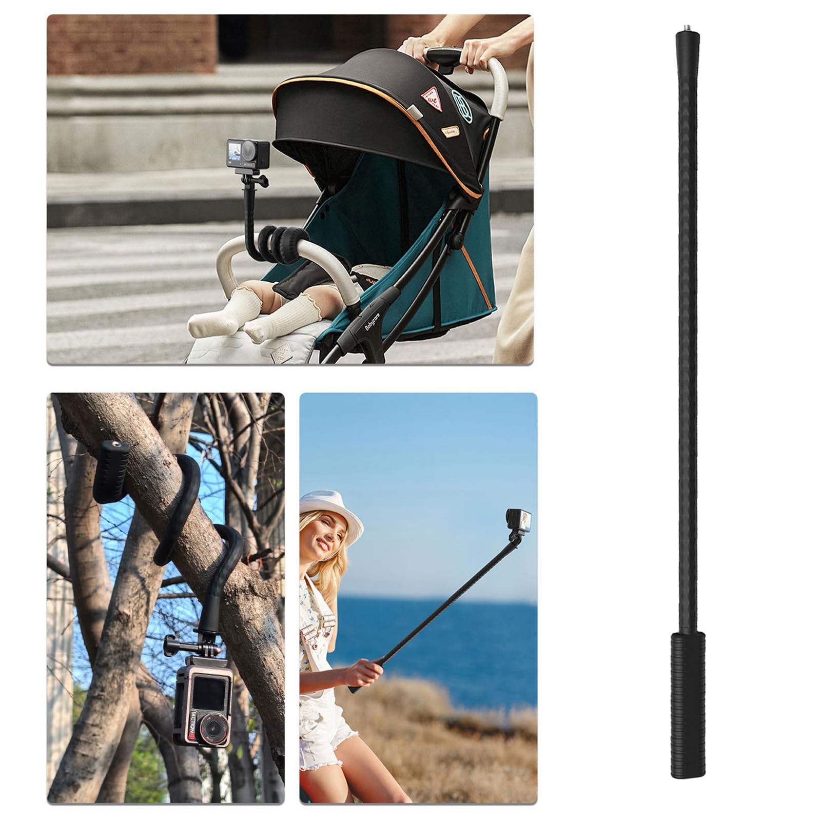 Portable Long Arm Holder Rack Compatible for Most Models Sports Cameras Fixing Bracket Stand Black