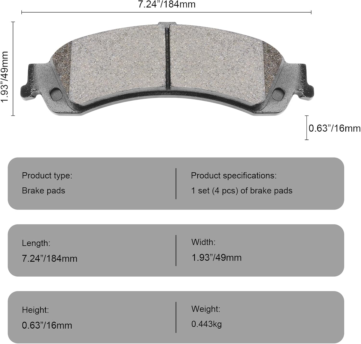 D834 Rear Ceramic Brake Pads Replacment For Cadillac Escalade 2002, For AWD 2003-2006, ESV/EXT, For GMC SIERRA 1500 2001-2006, For Yukon/Yukon XL 1500, For Chevrolet Silverado 1500 2003-2006