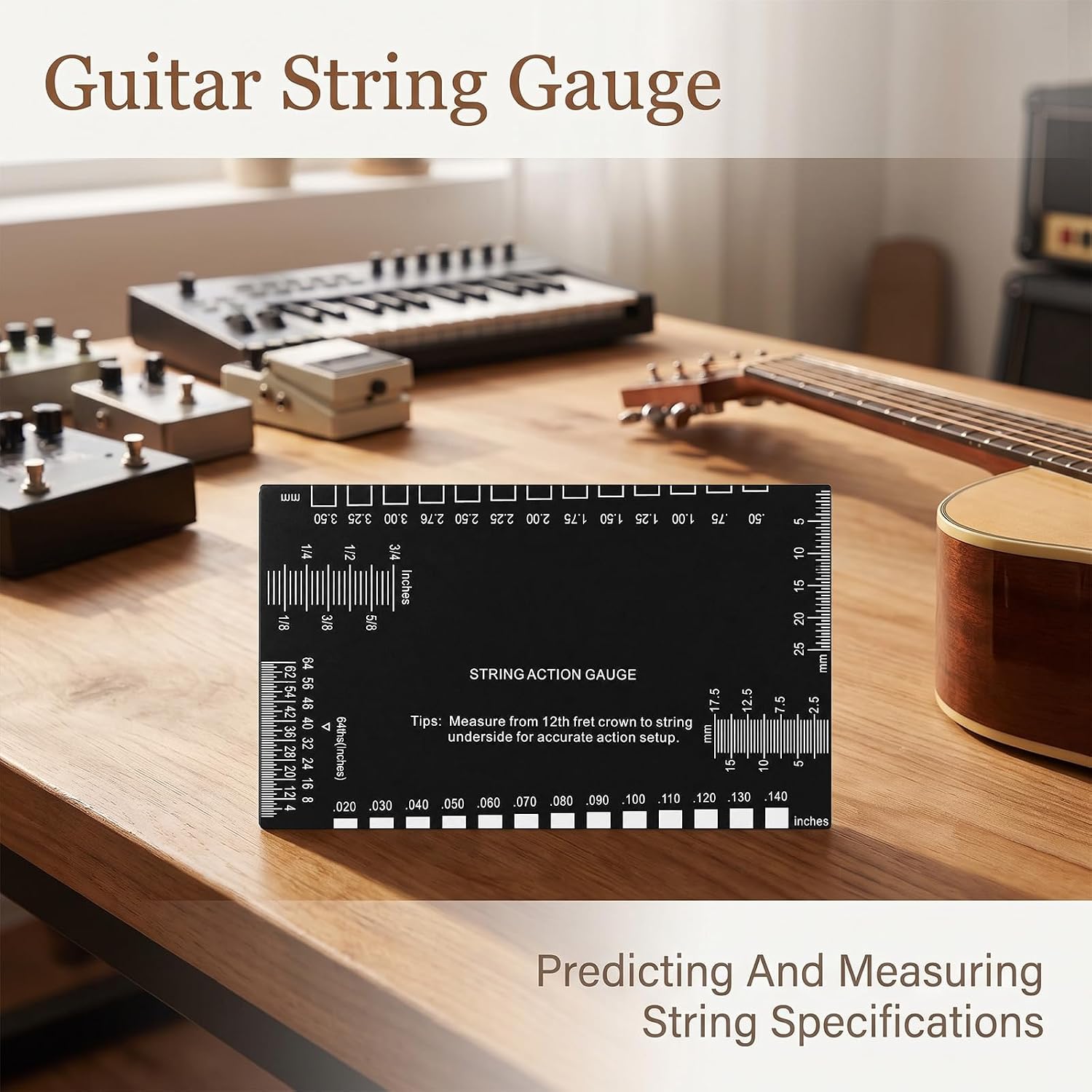 String Action Gauge String Height Gauge Set Up Tool Guitar Luthier Tool Precision, Height Ruler Metric Imperial Scales, Guitar Fret Rocker Gauges Tool, Acoustic Electric Bass, Acoustic Guitar