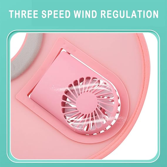 Sun Visor with Fan, Sun Visor Hat with Fan, Visor Fan, 3 Gear Wind Speed and USB Rechargeable Large Area Sun Protection (Blue)