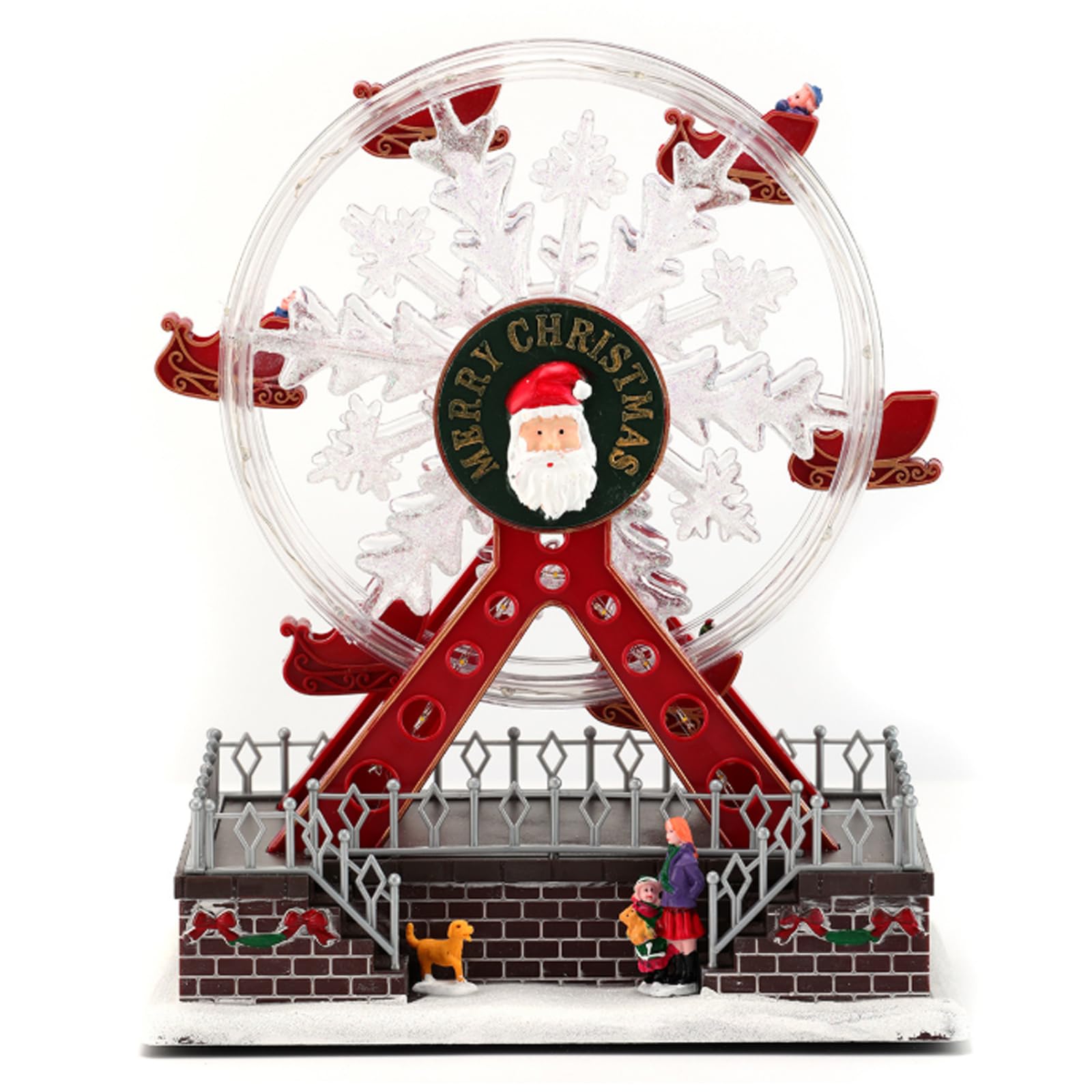 Tsophreniq Holiday Rotating Ferriss Wheel with LED Lights Stylish Musical Christmas Tabletop Decoration Festival Party Supplies Resin Christmas Decoration