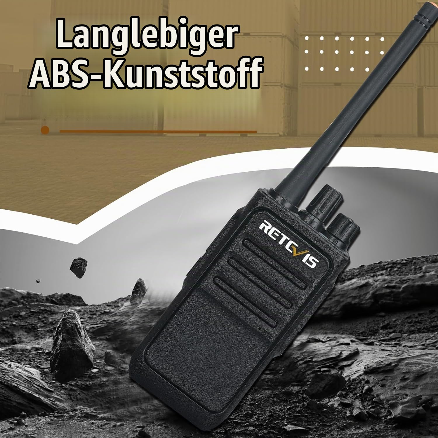 Retevis RT617 Walkie Talkie mit Sprechendes Mikrofon, PMR 446 Funkgerät Lange Reichweite, 16 Kanäle, VOX, Funkgeräte Set Wiederauflabar, Baustelle, Baumarkt, Fabrik(2 Paar, Schwarz)
