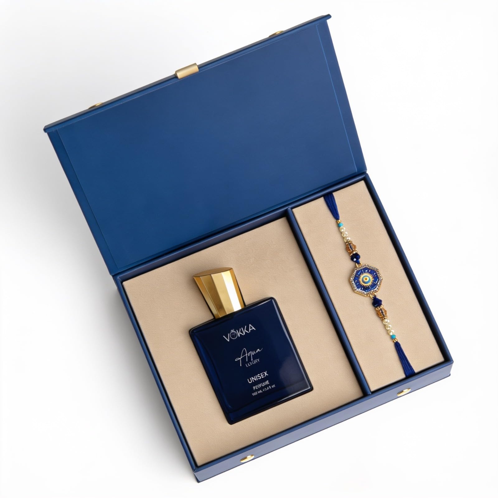 Vokka Raksha Bandhan Gift Set | Aqua Perfume 50ml & Premium Rakhi for Brother | Unisex Luxury Long Lasting Perfume | Aquatic Scent Eau De Parfum | Rakshabandhan Combo for Bhaiya-image-33