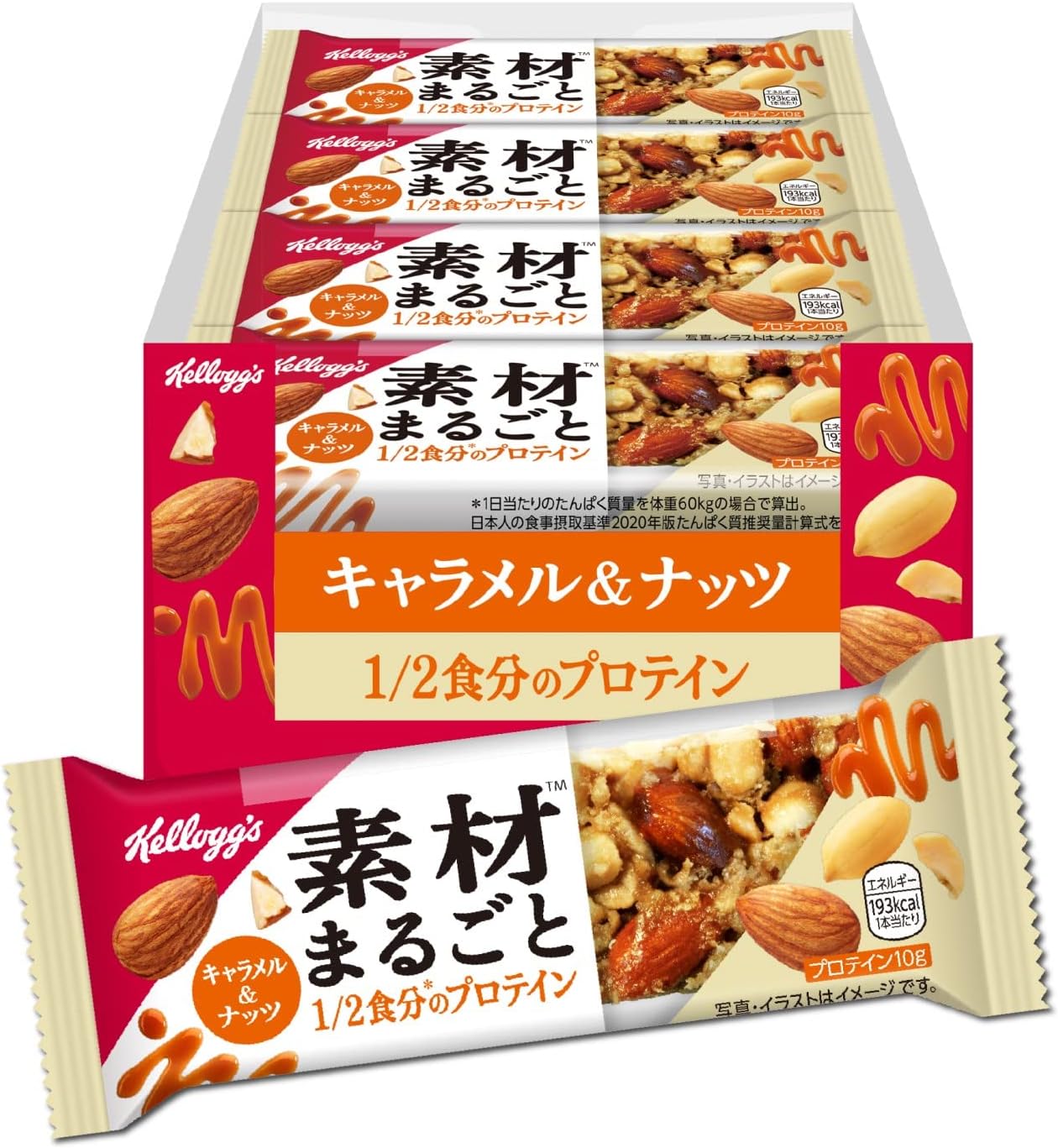 Kellogg's Whole Ingredients Protein Bar, Caramel & Nuts, Set of 12