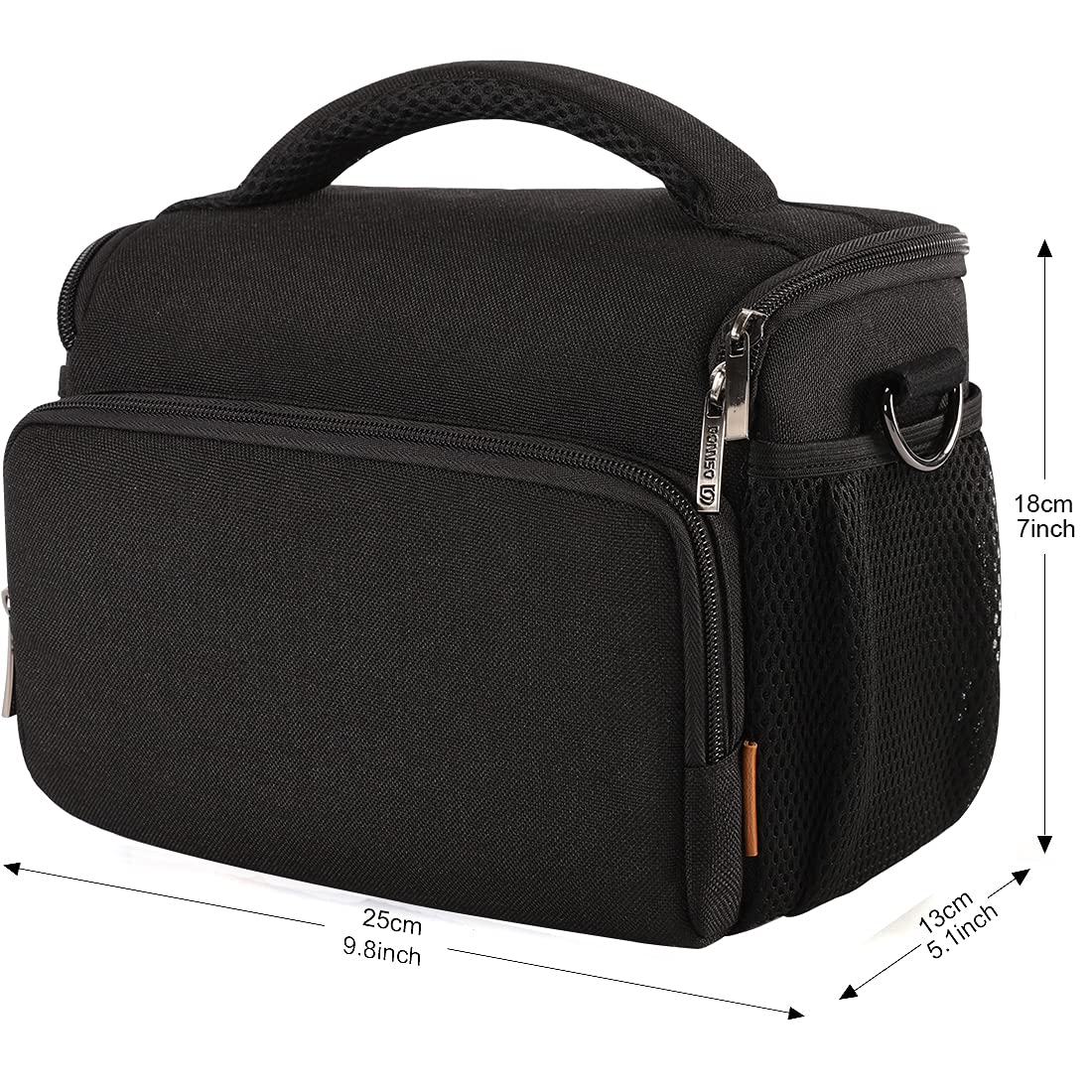 DOMISO - Borsa a tracolla impermeabile anti-shock per reflex DSLR compatibile con Nikon D90 D7000 D5300/Canon 60D 700D 5D2/Sony A580 A900/Olimpus/Fujifilm/Sony/Panasonic/Pentax/Samsung, colore: Nero