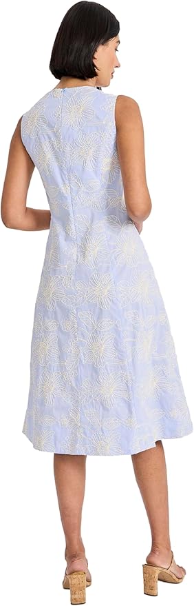 Maggy London Vestido midi feminino elegante bordado floral sem mangas evas  para convidados de casamento e eventos de primavera, Azul/Marfim, 48 :  Amazon.com.br: Moda
