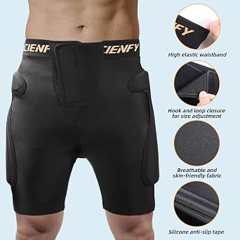 Cienfy Protective Padded Shorts EVA Crash Pants for Snowboarding