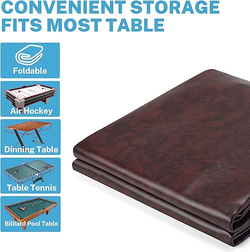 Miniatura 6 de Kohree 789 pies piel sintética resistente, cubierta para mesa de billar, impermeable y protección UV, ajuste de 789 pies, Marrón